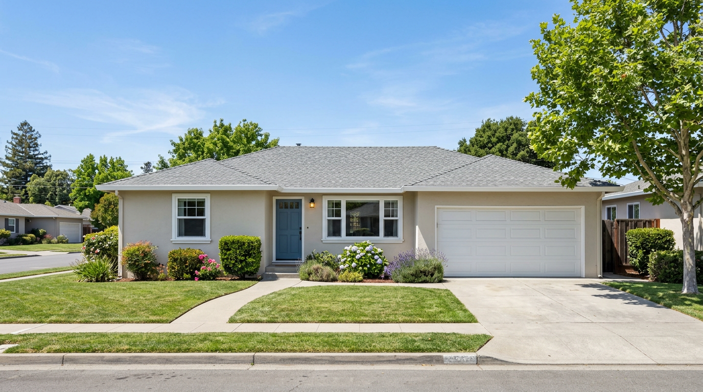 Bright, modern contemporary California home in daylight — a primary residence being sold