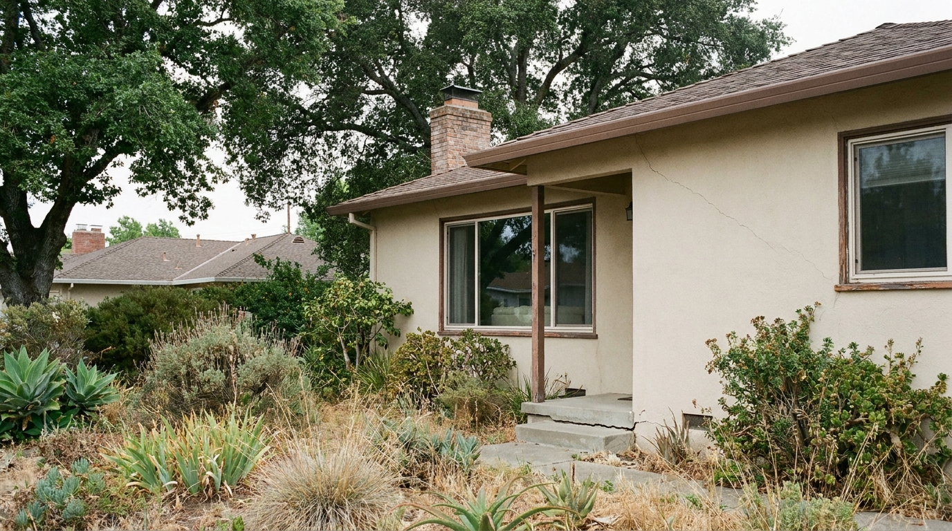 Mid-century ranch home in a Bay Area neighborhood — the kind of property where foundation settling commonly appears