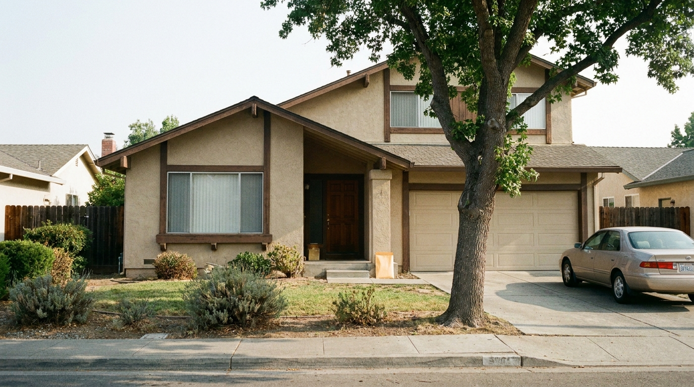 Modest 1970s suburban Bay Area home — the type of property where IRS, state, or property tax liens commonly appear