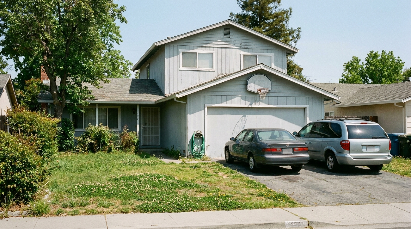 An ordinary lived-in Bay Area family home on a quiet street, the kind sold by owner without a realtor