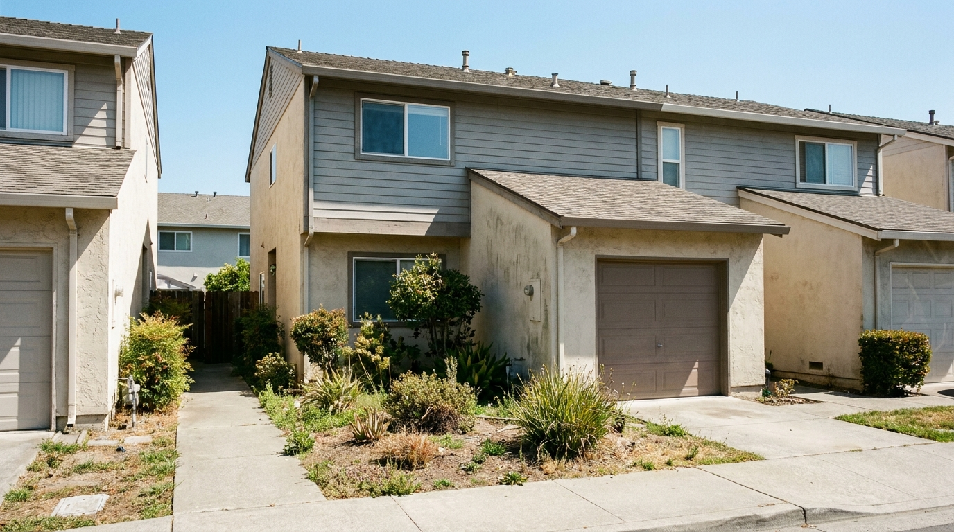 A modest two-storey Fremont townhouse in a small residential complex